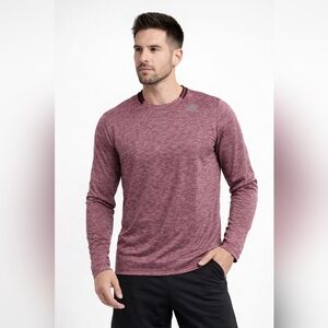 Adidas Running Shirt Red Heathered Crewneck Performance Mens Size L